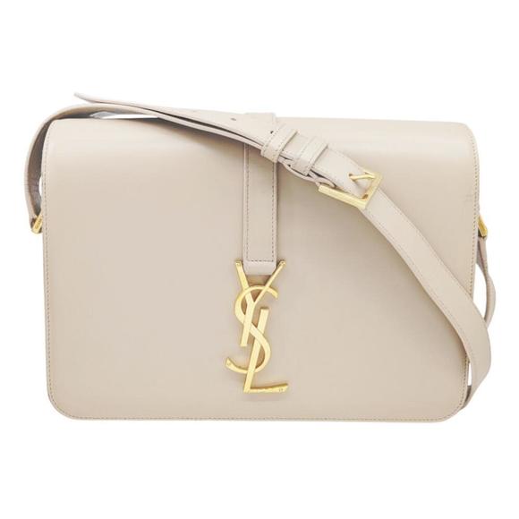 SAINT LAURENT Universite Leather Beige Y.S.L 357403 Shoulder Bag in Calf for ... - Picture 1 of 16